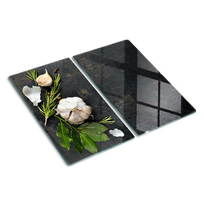 Tagliere in vetro Fiori ed erbe su uno sfondo di marmo