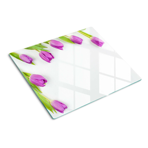Tagliere in vetro Tulipani su sfondo bianco