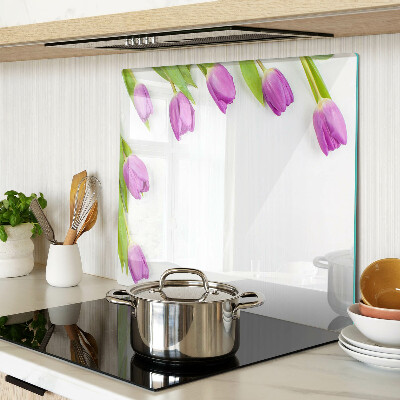 Tagliere in vetro Tulipani su sfondo bianco
