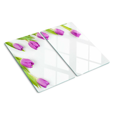 Tagliere in vetro Tulipani su sfondo bianco