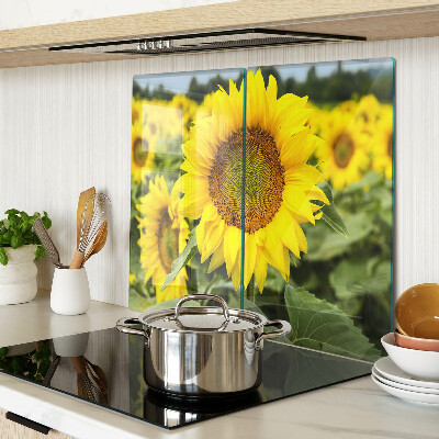 Tagliere in vetro Girasoli su uno sfondo verde