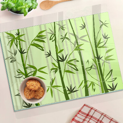 Tagliere in vetro temperato Bambù su sfondo verde