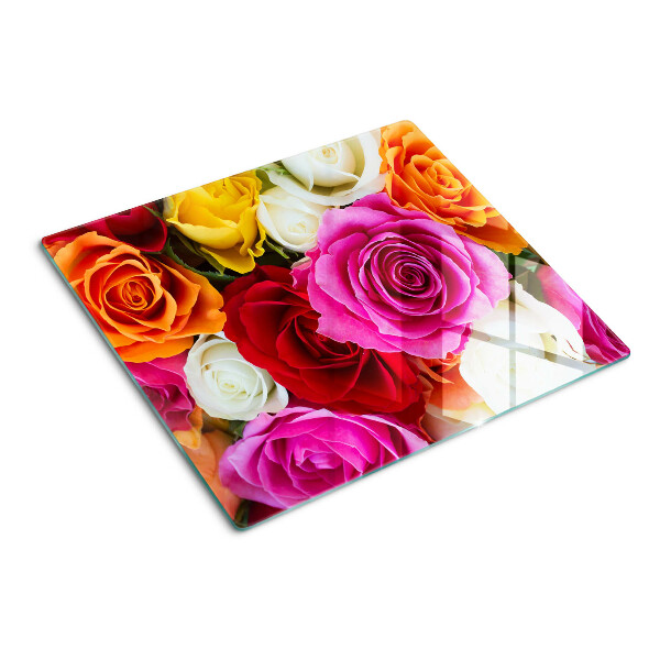 Tagliere in vetro Fiori di rosa in diversi colori