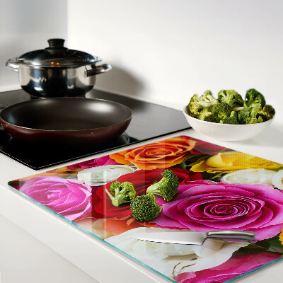 Tagliere in vetro Fiori di rosa in diversi colori