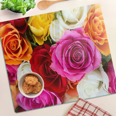 Tagliere in vetro Fiori di rosa in diversi colori
