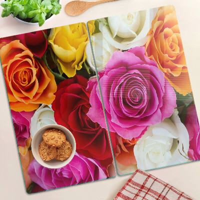 Tagliere in vetro Fiori di rosa in diversi colori