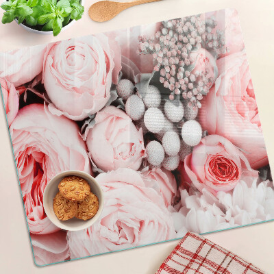 Tagliere in vetro Rose nelle tonalità del rosa