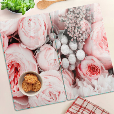 Tagliere in vetro Rose nelle tonalità del rosa