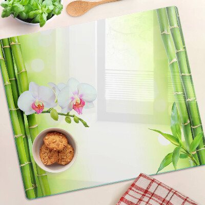 Tagliere in vetro temperato Orchidee e bambù