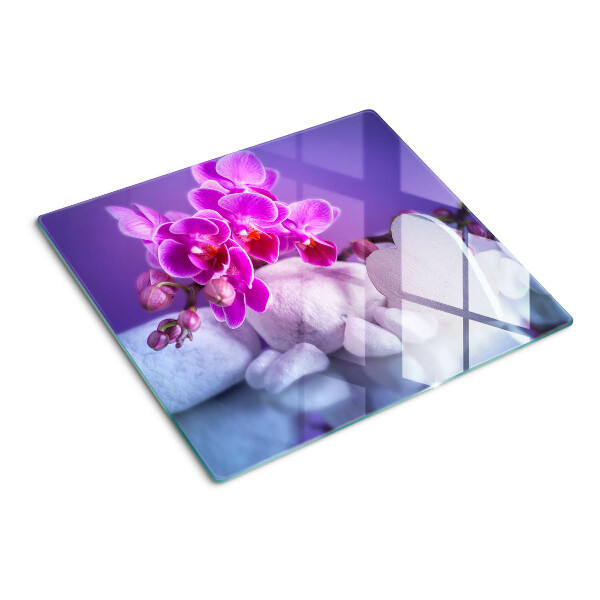 Tagliere in vetro Orchidee su pietre