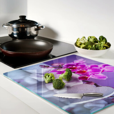 Tagliere in vetro Orchidee su pietre