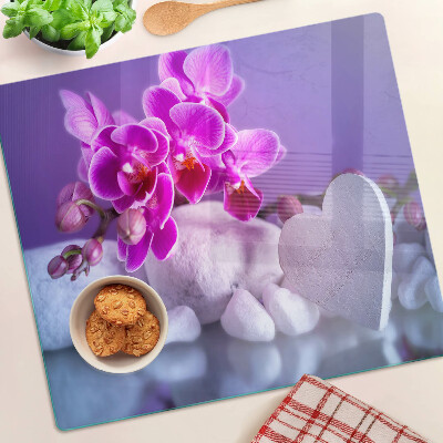 Tagliere in vetro Orchidee su pietre