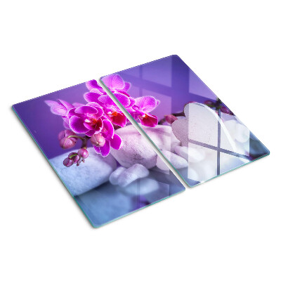 Tagliere in vetro Orchidee su pietre