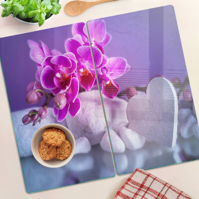 Tagliere in vetro Orchidee su pietre