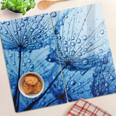Tagliere in vetro temperato Fiori con gocce d'acqua