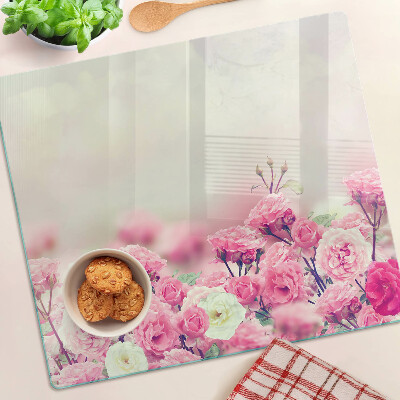 Tagliere in vetro Motivo floreale rosa