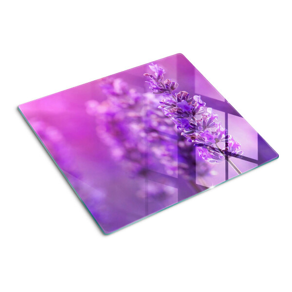 Tagliere in vetro temperato Fiori di lavanda su sfondo viola