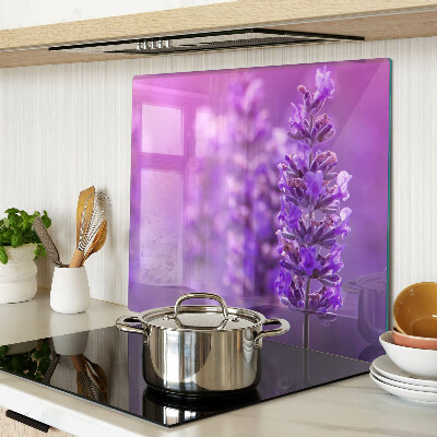 Tagliere in vetro temperato Fiori di lavanda su sfondo viola