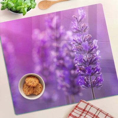 Tagliere in vetro temperato Fiori di lavanda su sfondo viola
