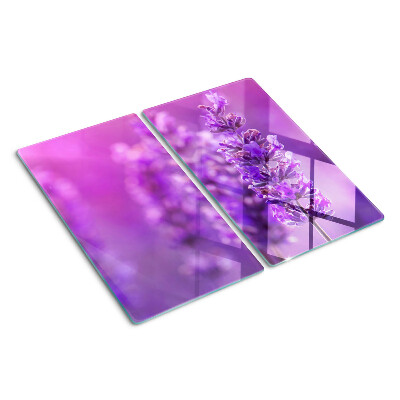 Tagliere in vetro temperato Fiori di lavanda su sfondo viola