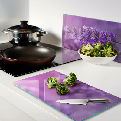 Tagliere in vetro temperato Fiori di lavanda su sfondo viola