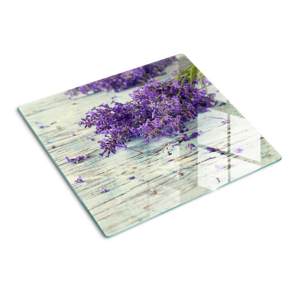 Tagliere in vetro temperato Lavanda su uno sfondo di legno