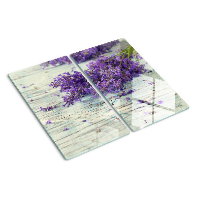 Tagliere in vetro temperato Lavanda su uno sfondo di legno