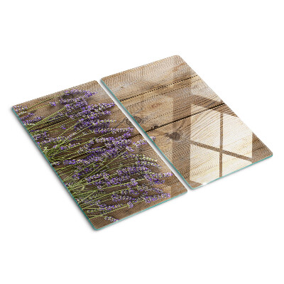 Tagliere in vetro temperato Lavanda su uno sfondo di legno