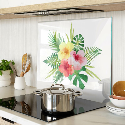 Tagliere in vetro Fiori e foglie tropicali