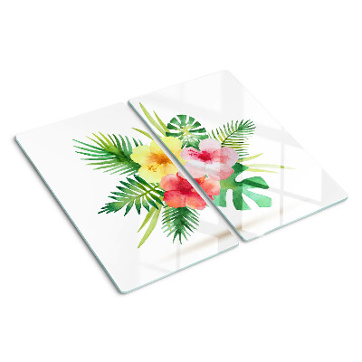 Tagliere in vetro Fiori e foglie tropicali