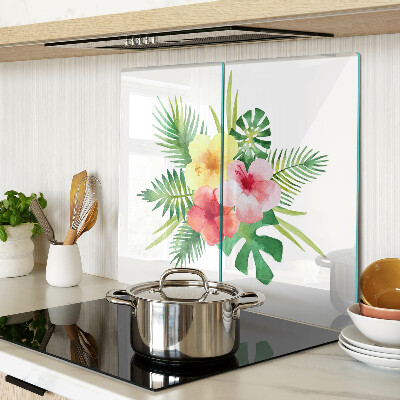 Tagliere in vetro Fiori e foglie tropicali