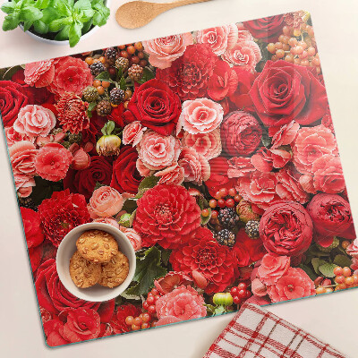 Tagliere in vetro temperato Motivo floreale con rose