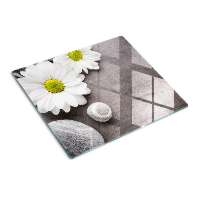 Tagliere in vetro Fiori e pietre sullo sfondo