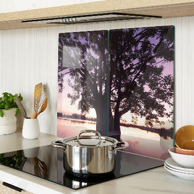 Tagliere in vetro Albero al tramonto