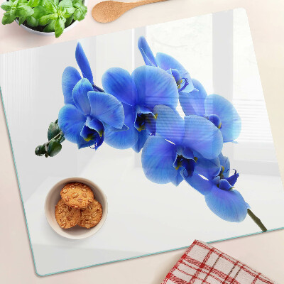 Tagliere in vetro temperato orchidee blu