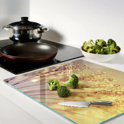 Tagliere in vetro Fiori con gocce d'acqua