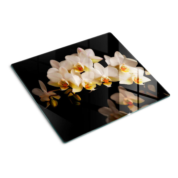 Tagliere in vetro Orchidee su sfondo nero