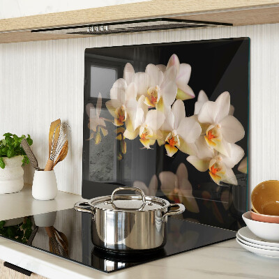 Tagliere in vetro Orchidee su sfondo nero
