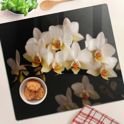 Tagliere in vetro Orchidee su sfondo nero