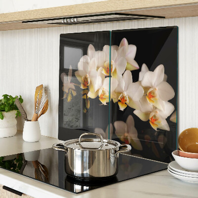 Tagliere in vetro Orchidee su sfondo nero