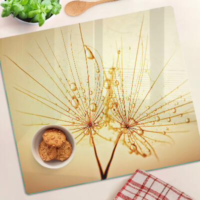 Tagliere in vetro Fiori con gocce d'acqua
