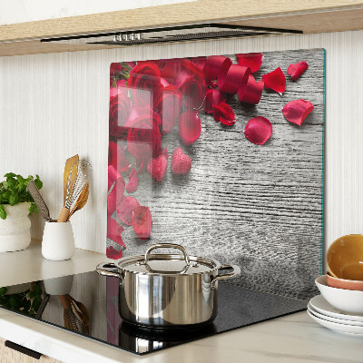 Tagliere in vetro Rose e petali di cuore