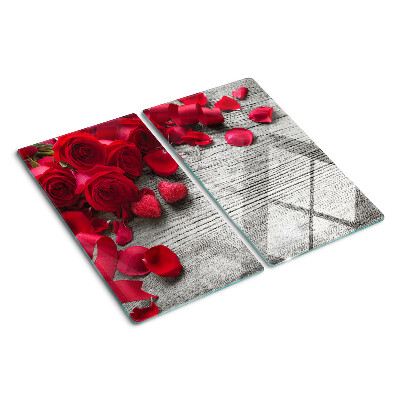 Tagliere in vetro Rose e petali di cuore