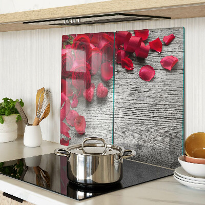 Tagliere in vetro Rose e petali di cuore