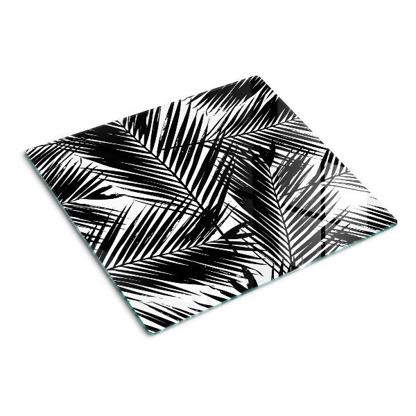 Tagliere in vetro temperato Foglie di palma in bianco e nero