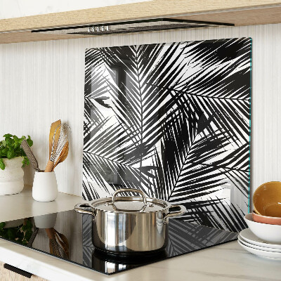 Tagliere in vetro temperato Foglie di palma in bianco e nero