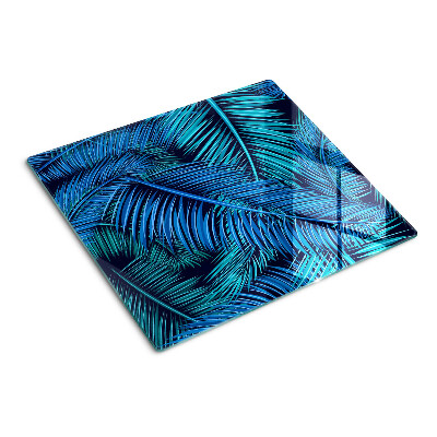 Tagliere in vetro temperato Foglie di palma nelle tonalità del blu