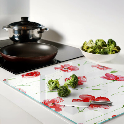 Tagliere in vetro temperato Motivo a papavero con fiori