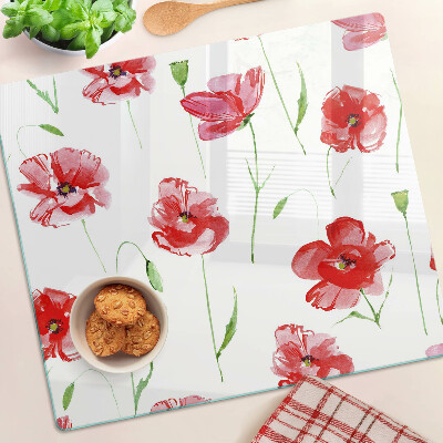 Tagliere in vetro temperato Motivo a papavero con fiori