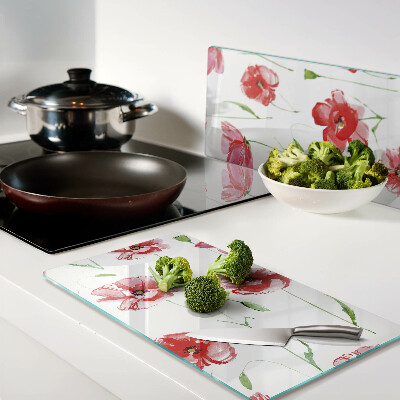 Tagliere in vetro temperato Motivo a papavero con fiori